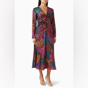 NWT farm rio rainbow heart midi dress New Size Small